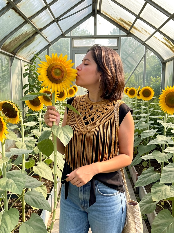 Mujer mostrando pechera bospi corta en color dorado